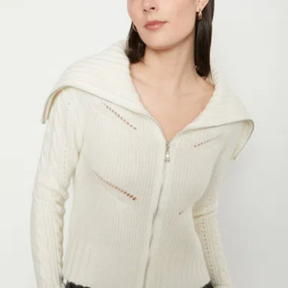 Bailey 44 Annika Cream Zip Up Cowl Neck Sweater Top size small chic - Picture 2 of 9